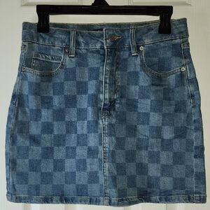 Wild Fable Blue Checkered Mini Skirt